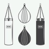 Boxing and martial arts logo badges, labels and design elements in vintage style. vector