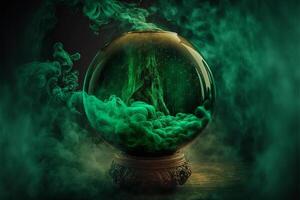 pelota de el hechicera para predicciones verde neblina. ai generado foto
