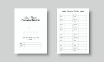 Password Tracker Logbook For Social Media vector