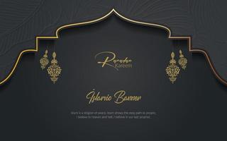 Islamic Ramadan Kareem Black and Golden Banner Background Template vector