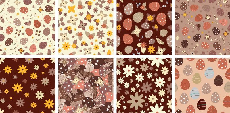 Easter seamless patterns retro boho style