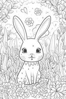 Coloring page outline of cartoon cute little bunny. Coloring book for kids. photo