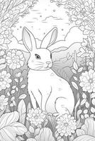 Coloring page outline of cartoon cute little bunny. Coloring book for kids. photo