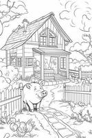 Coloring page outline of cartoon cute little pig. Coloring book for kids. photo