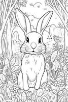 Coloring page outline of cartoon cute little bunny. Coloring book for kids. photo