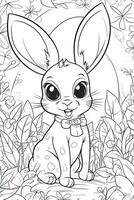 Coloring page outline of cartoon cute little bunny. Coloring book for kids. photo