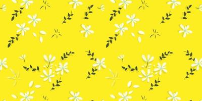 Beautiful ditsy chic flower on yellow background. Cute illustration seamless pattern. Find fill pattern on swatches vector