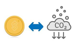 carbón crédito concepto, reducir co2 o carbón emisiones a obtener credito.vector ilustración plano diseño elemento para sitio web o aplicación vector