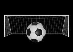 Football goal and soccer ball isolated on black background. 3d render photo