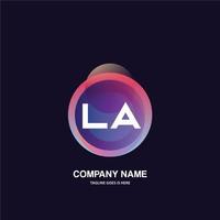LA initial logo With Colorful Circle template vector