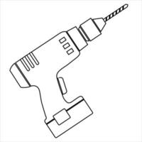 Drill, hand tool, simple flat design vector