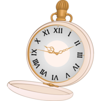 Transparent pocket watch, hand-drawn style, classic, vintage, antique object png