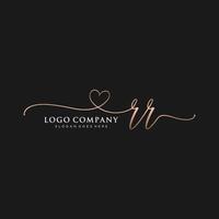 Initial RR feminine logo collections template. handwriting logo of initial signature, wedding, fashion, jewerly, boutique, floral and botanical with creative template for any company or business. vector