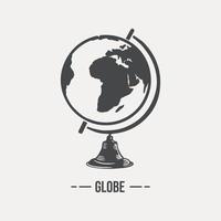 Hand-drawn sketch of a globe on a delivery for a geography lesson on a light background. Vector