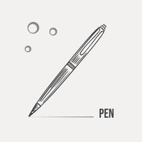 Sketch ballpoint pen for writing, hand-drawn on a light background. Vector