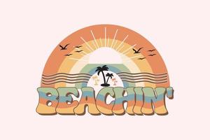 Vintage summer beach t-shirt design vector