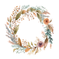 Boho Style Watercolor Wreath. png