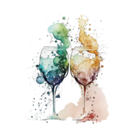 Watercolor Champagne Glasses. png