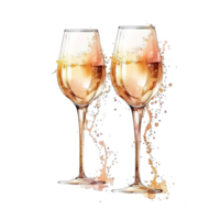 Watercolor Champagne Glasses. png