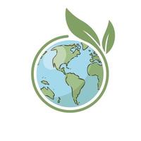 Planet earth icon with leaf protecting it. Save the world, eco-friendly symbol. Protect the environment. vector