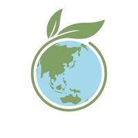 Planet earth icon with leaf protecting it. Save the world, eco-friendly symbol. Protect the environment. vector