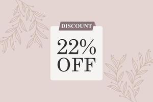 22 percent Sale and discount labels. price off tag icon flat design. vector