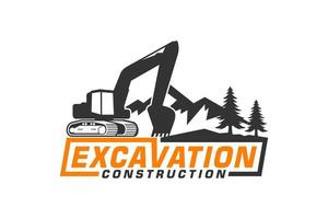 Excavator logo template vector. Heavy equipment logo vector for construction company.