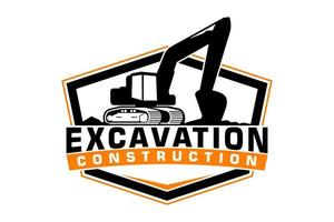 Excavator logo template vector. Heavy equipment logo vector for construction company.