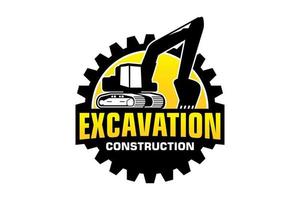 Excavator logo template vector. Heavy equipment logo vector for construction company.