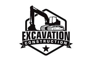 Excavator logo template vector. Heavy equipment logo vector for construction company.