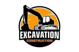 Excavator logo template vector. Heavy equipment logo vector for construction company.