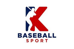 letra k béisbol logo icono vector modelo.