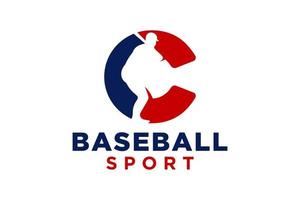 letra C béisbol logo icono vector modelo.