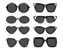 sun glasses black silhouette vector flat element