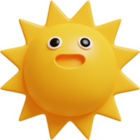 3d Sol emoji.glad Sol, rolig söt karaktär. png