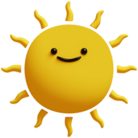 3d Sonne emoji.glücklich Sonne, komisch süß Charakter. png