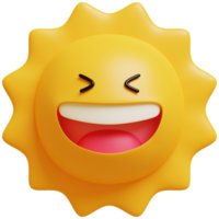 3d Sonne emoji.glücklich Sonne, komisch süß Charakter. png