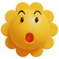 3d zon emoticon.geel gezicht Wauw emoji. verrast, geschokt emoticon. populair babbelen elementen. png