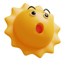 3d Sol emoticon.amarelo face Uau emoji. surpreso, chocado emoticon. popular bate-papo elementos. png
