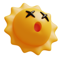 3d Soleil émoticône.jaune visage sensationnel émoji. surpris, sous le choc émoticône. populaire bavarder éléments. png