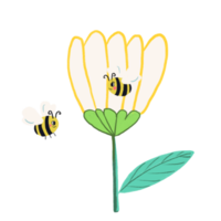 Bees with daisy flowers cartoon png