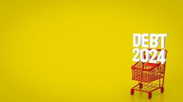 The Debt 2024 in Super market cart for Business concept 3d rendering photo