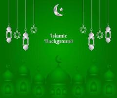 Green Background With Silver Islamic Element Design vector