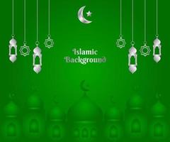 Green Background With Silver Islamic Element Design vector