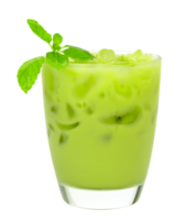 ice green tea milk in a glass isolated png