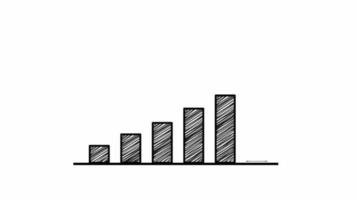 animato illustrazione di statistico curva con freccia in crescita su mostrando profitto obbiettivo su bene attività commerciale mano disegnato stile. video