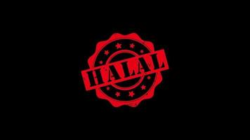 rouge Couleur halal caoutchouc timbre animation avec grunge style sur noir, blanc et vert écran Contexte. video
