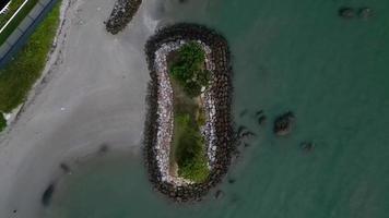 top down view of small viewing point nearby the coastline video