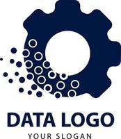 datos, engranaje, y sistema datos logos vector