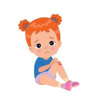 sad knee bleeding girl fell down vector